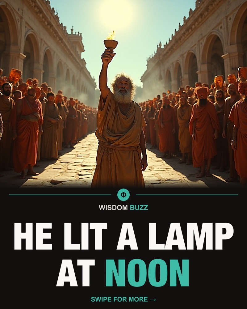 WisdomBuzz carousel cover: a man raising a lamp above a crowd